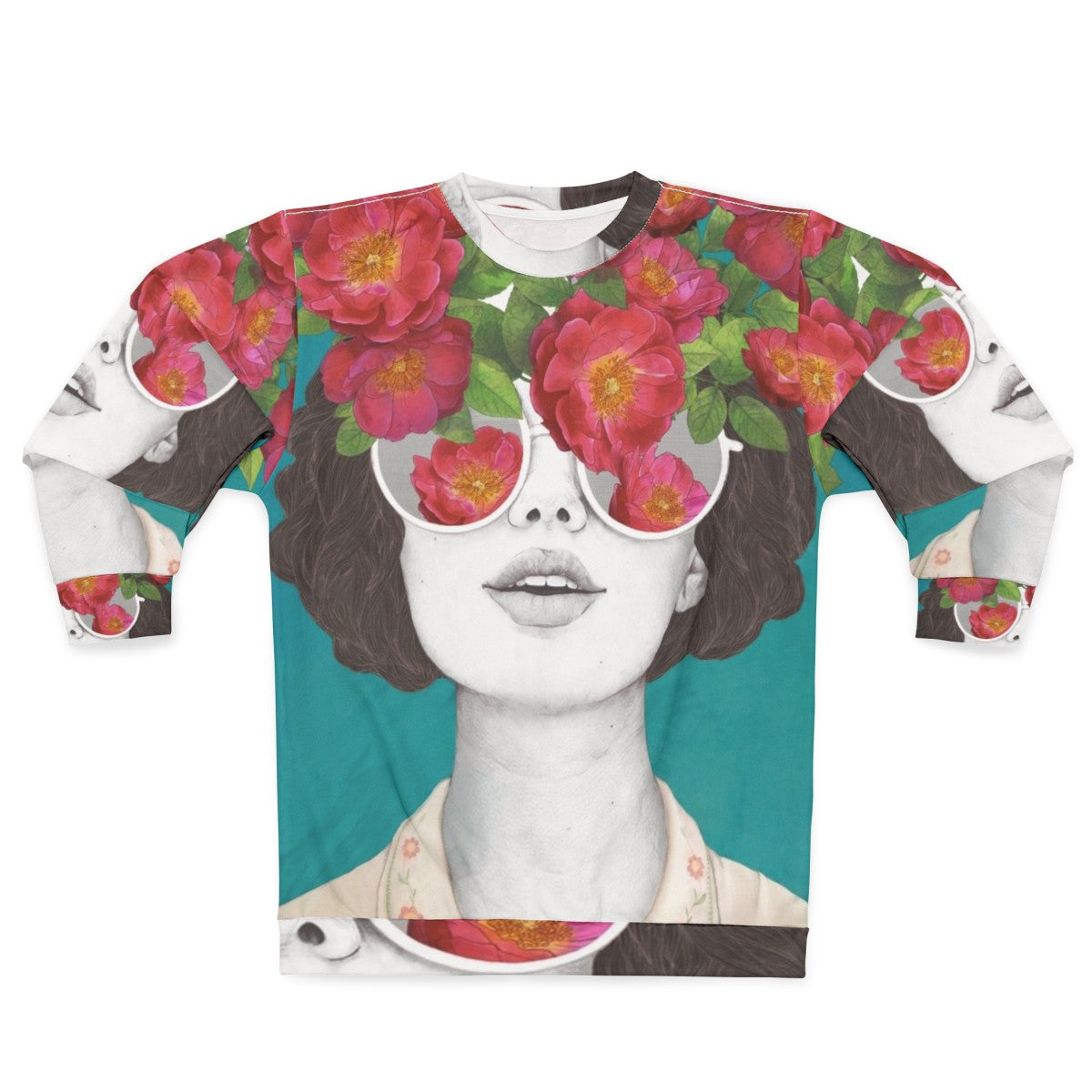 Watercolor floral 'The Optimist' rose tinted glasses sweatshirt