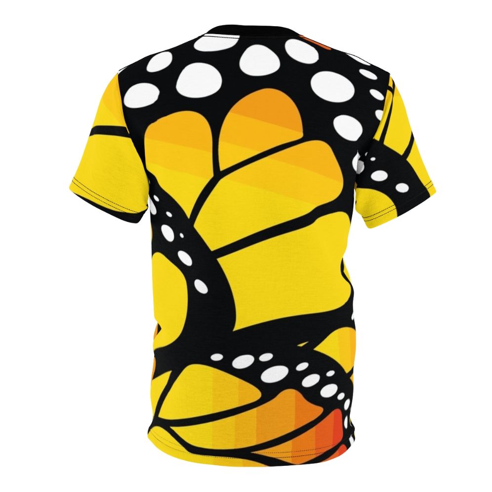 Vibrant orange monarch butterfly design on a high-quality t-shirt - Back