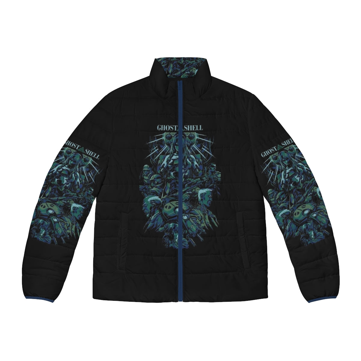 Ghost in the Shell Puffer Jacket featuring characters from the anime series