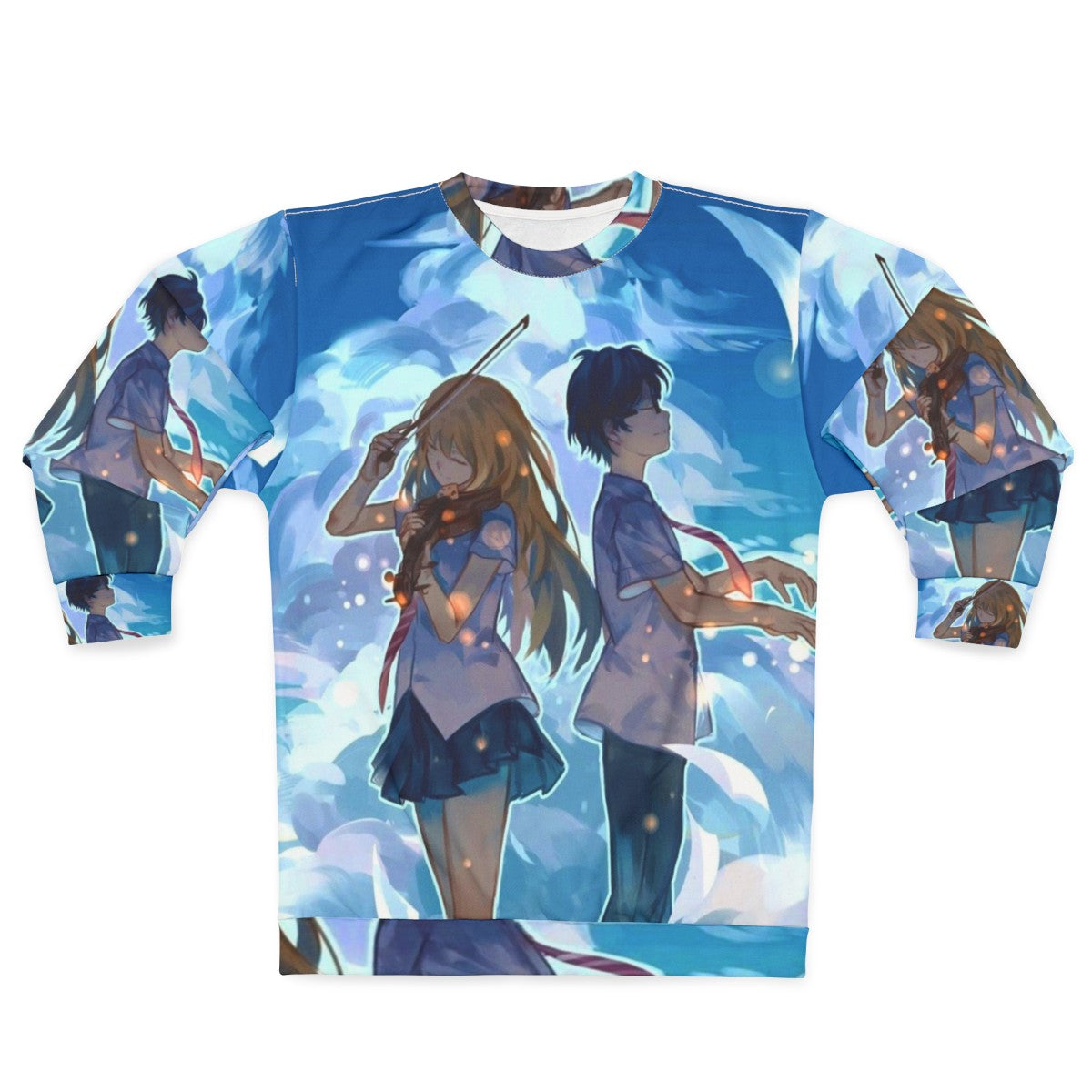 Your Lie in April anime sweatshirt featuring Kousei and Kaori