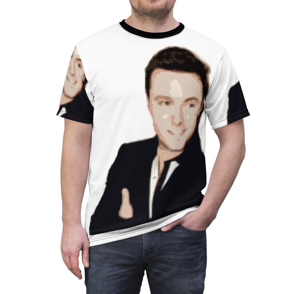 T-shirt with a stylized illustration of country music singer Nathan Carter - men front