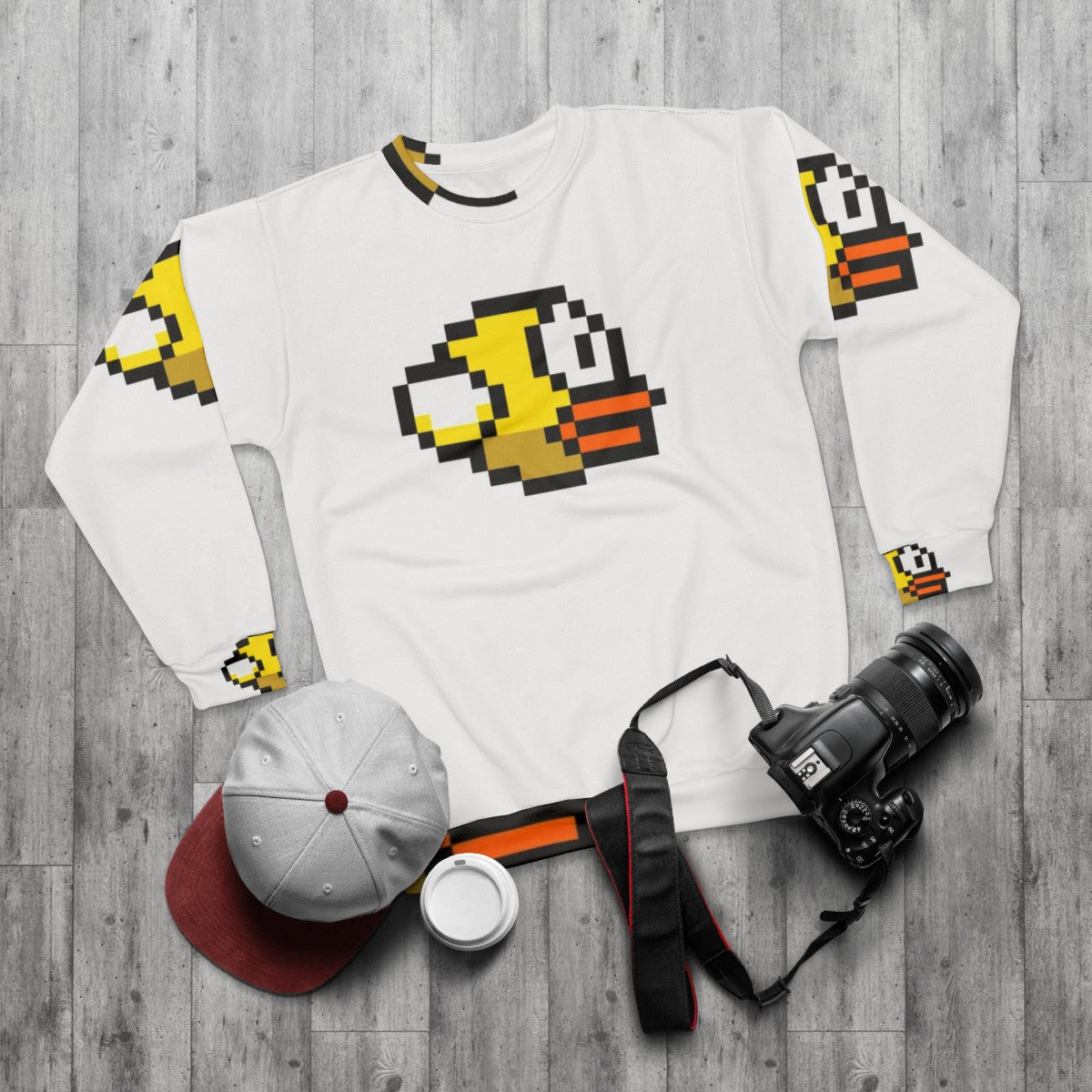 Flappy Bird Retro Gaming Sweatshirt - flat lay