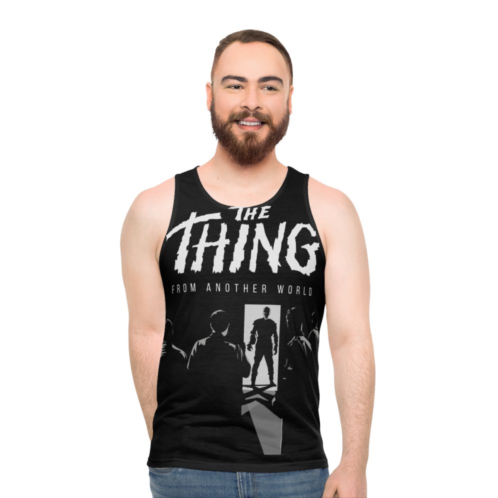 Unisex tank top featuring classic sci-fi horror film 'The Thing from Another World' - men