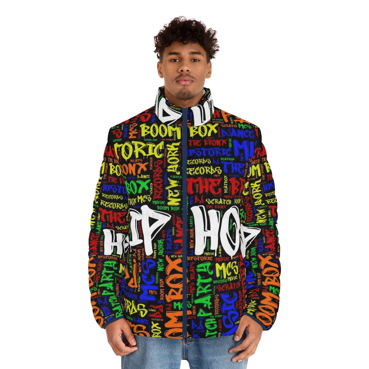 50th anniversary puffer jacket celebrating the legacy of hip hop music - men front