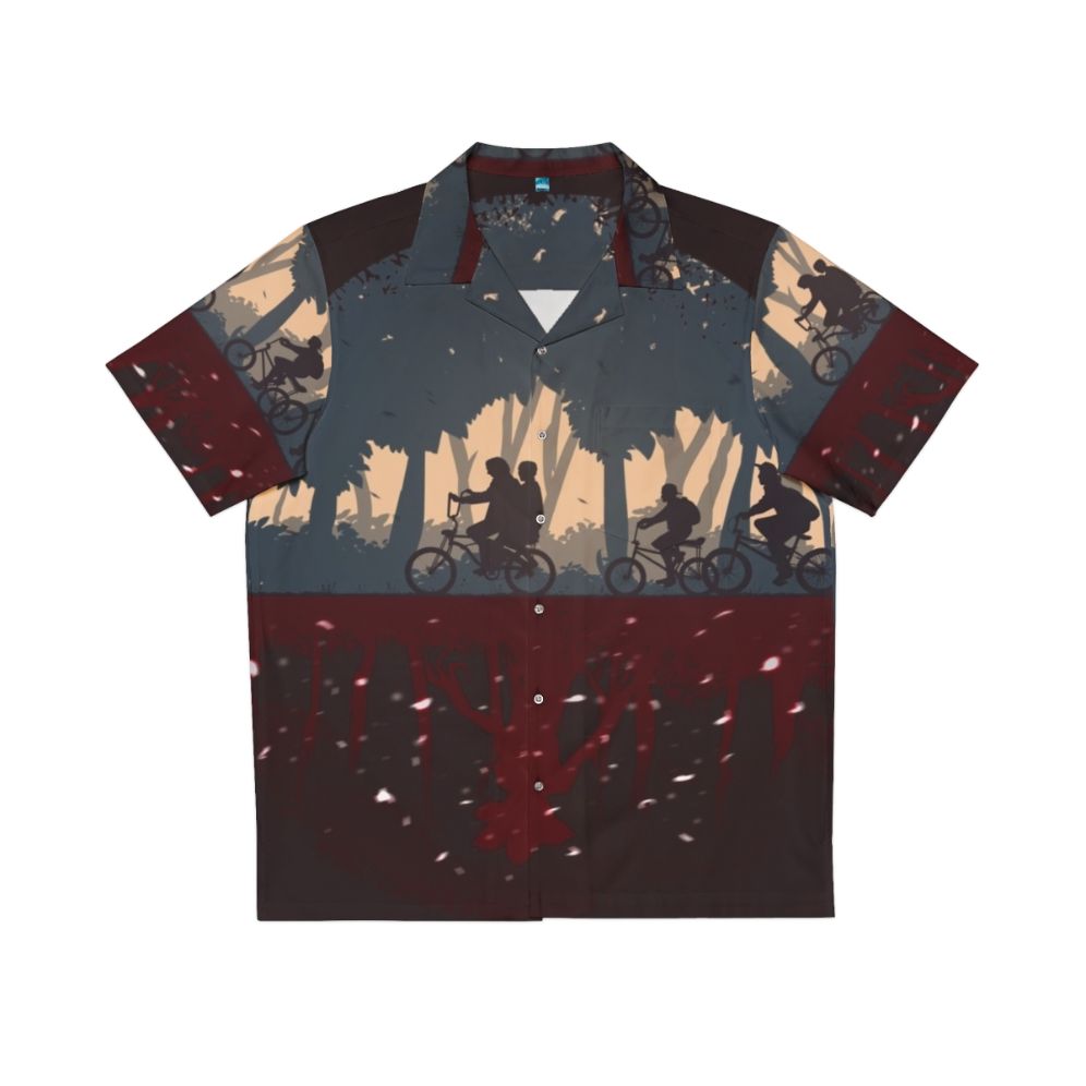 Stranger Things Themed Hawaiian Shirt with Demogorgon and 80s Aesthetic