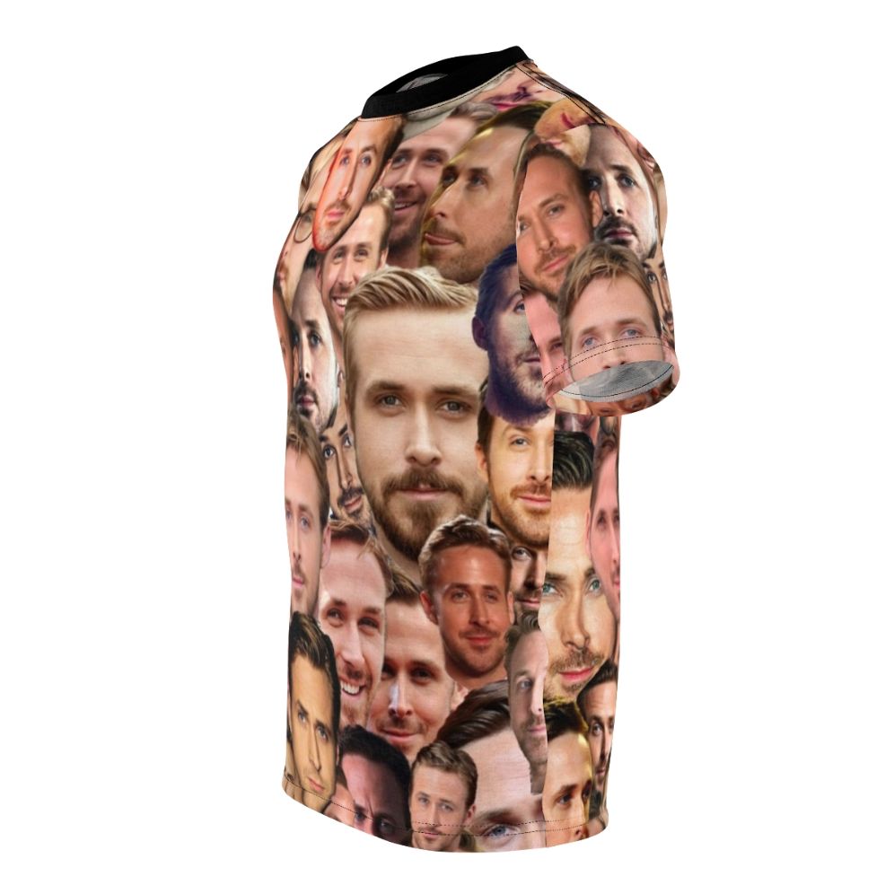 Fashionable AOP T-shirt featuring an artistic design of actor Ryan Gosling's face and head - men left