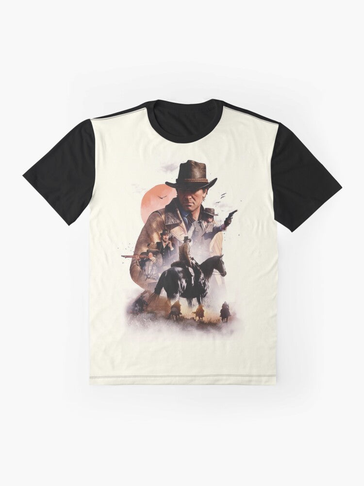 RDR graphic t-shirt featuring a wild west design - Flat lay