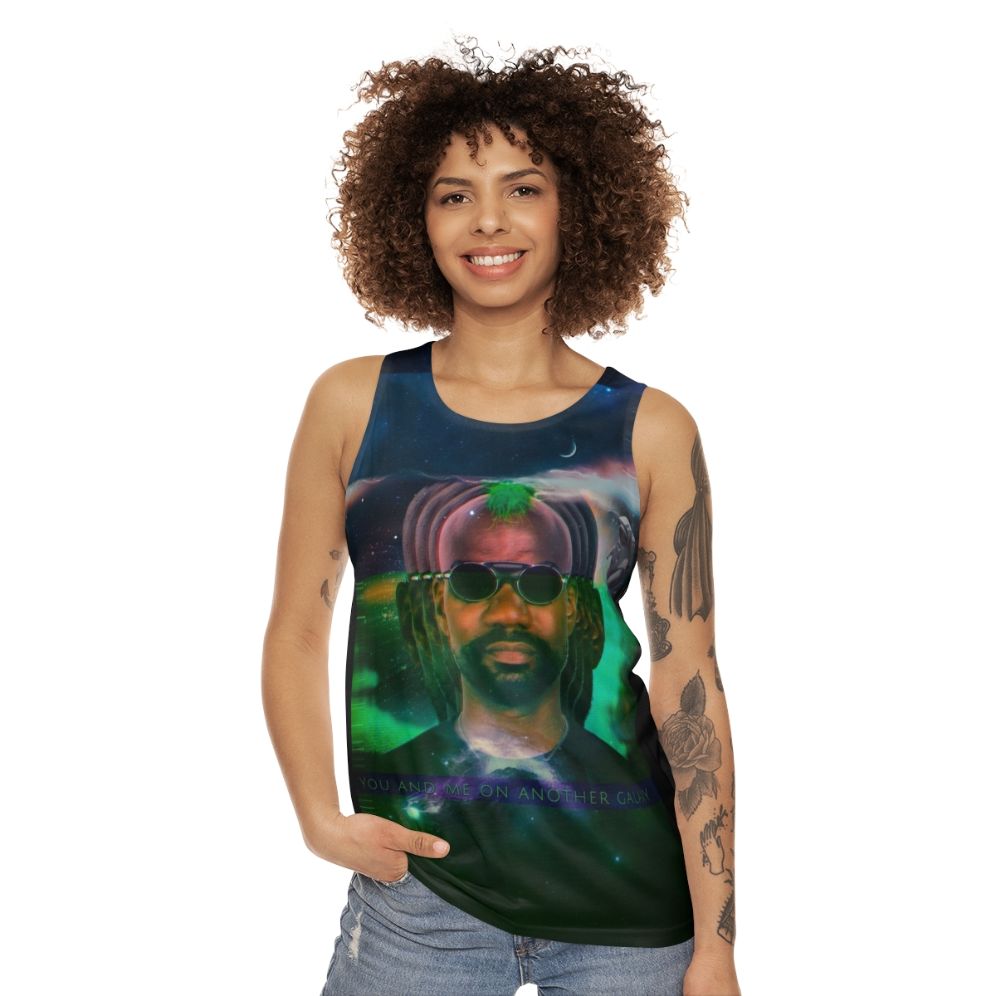 Green Velvet Unisex Tank Top with Galaxy Print - women