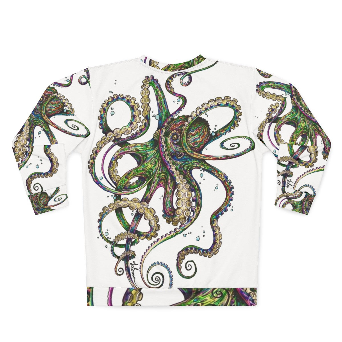 Psychedelic neon octopus design on a sweatshirt - Back