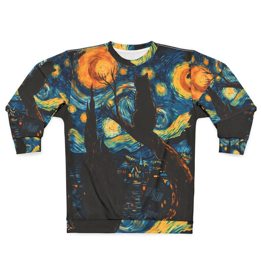 Van Gogh Starry Night Black Cat Sweatshirt