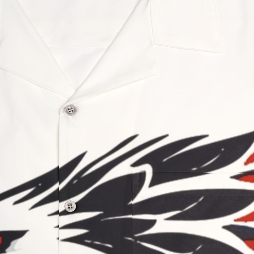 Stylized Austrian flag and eagle graphic on a Hawaiian shirt - Detail