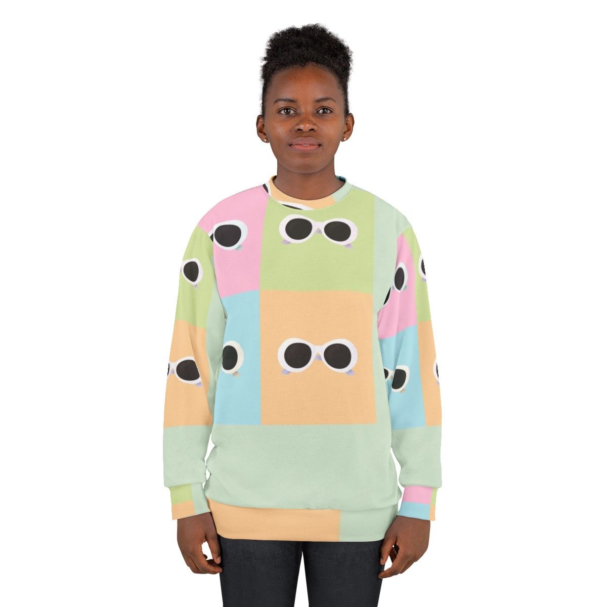 David Rose Sunglasses Pop Art Pastel Rainbow Sweatshirt - women