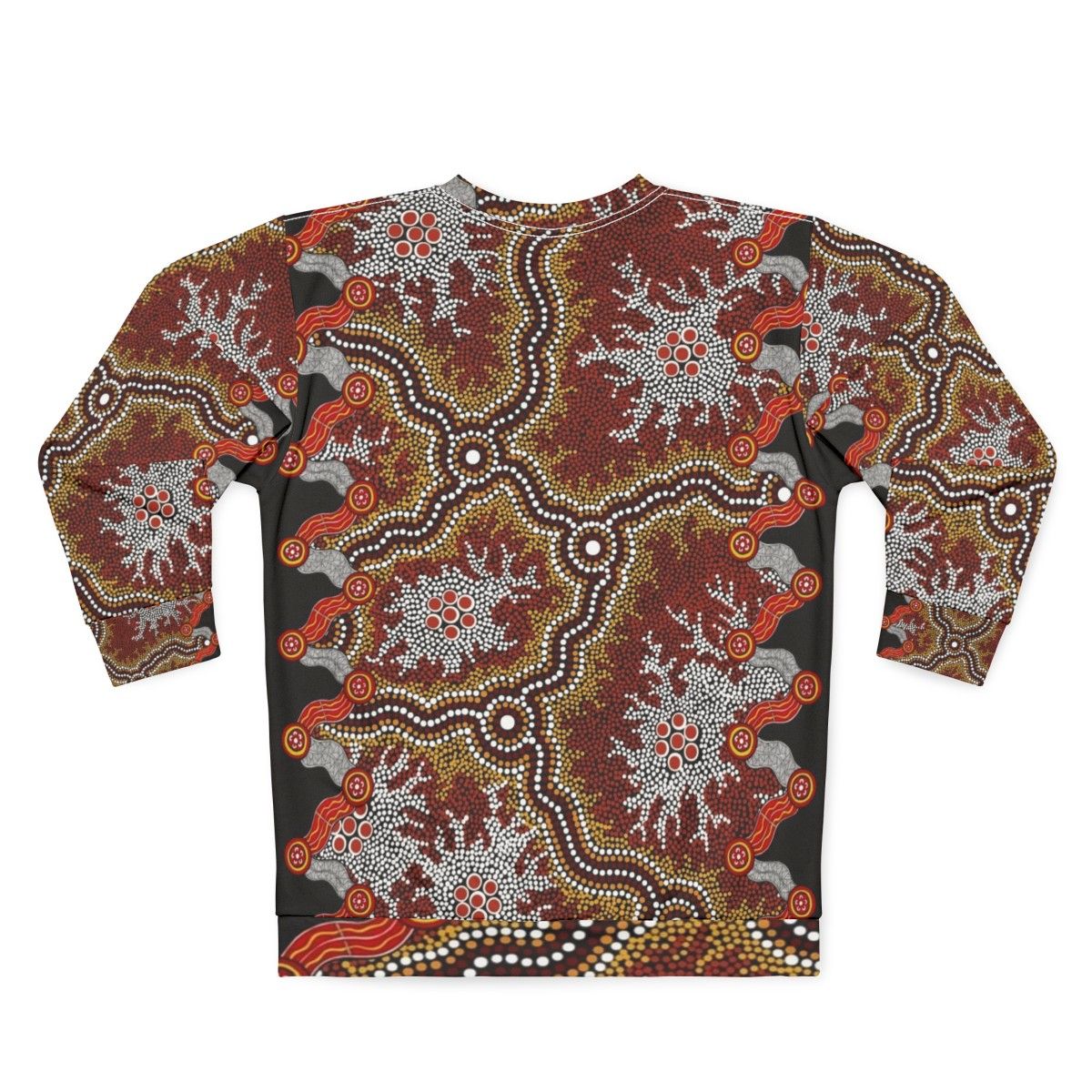 Authentic Aboriginal Art Sweatshirt with Emu and Dot Designs - Back