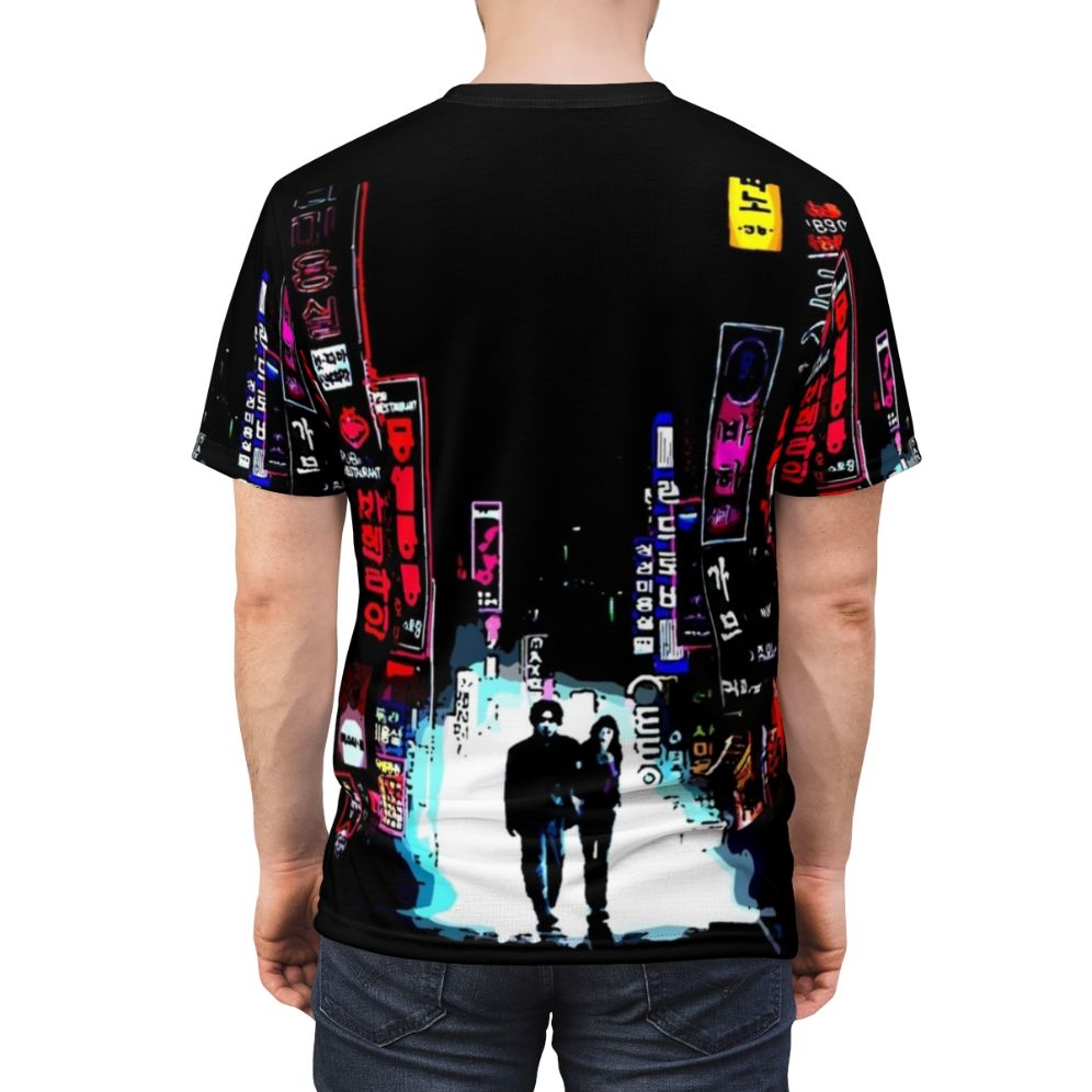 Retro t-shirt featuring Oldboy, the classic Korean revenge thriller film - men back