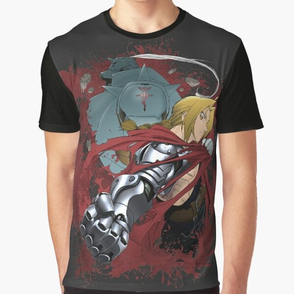 Fullmetal Alchemist graphic t-shirt featuring the iconic characters Edward and Alphonse Elric.