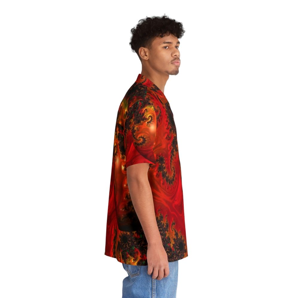 Colorful abstract Hawaiian shirt with spheres, spirals, and fractal patterns - People Pight