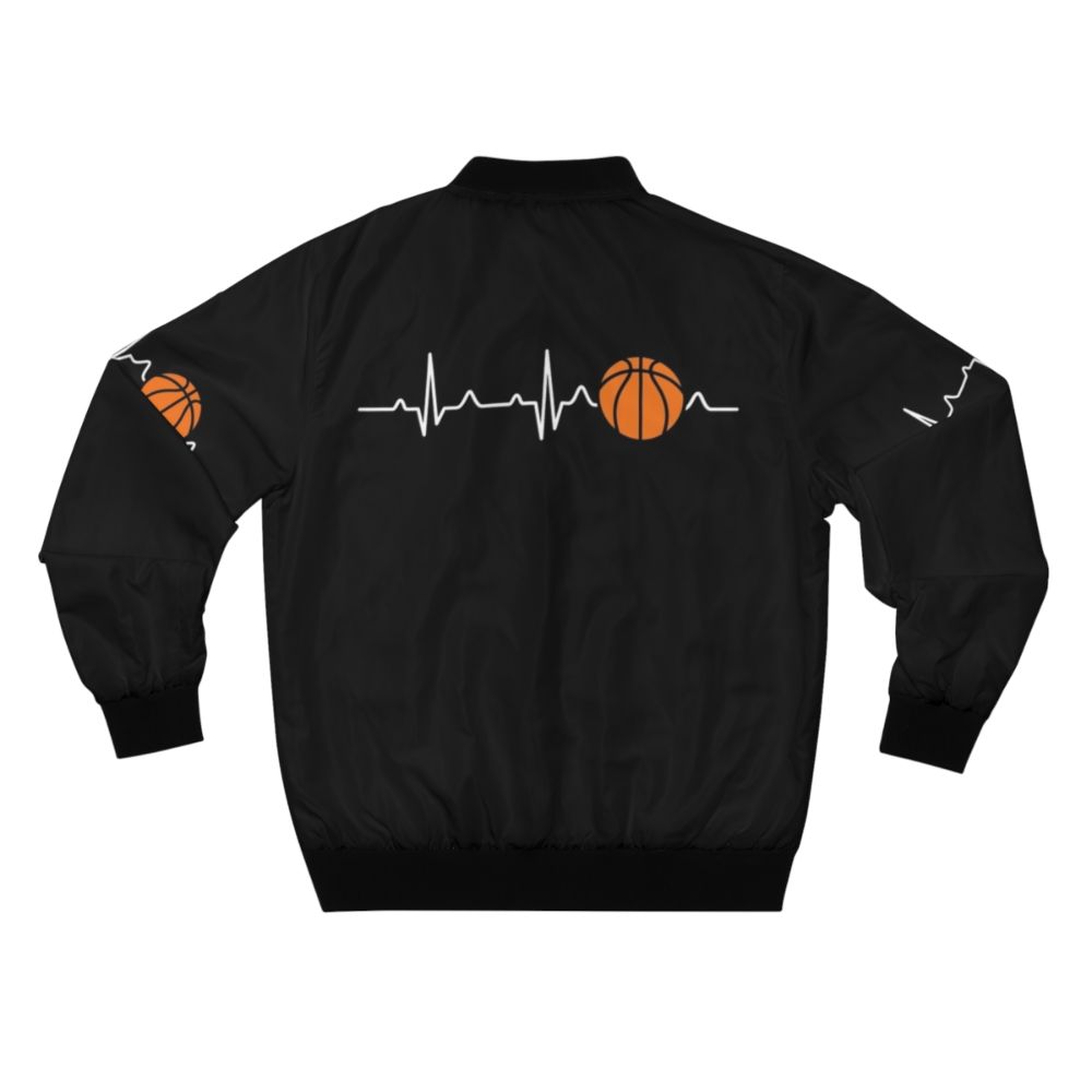 Basketball Heartbeat Bomber Jacket for Sports Lovers - Back