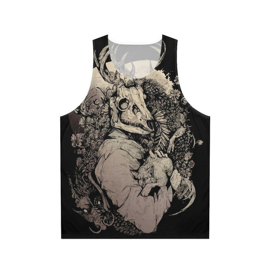 Sepia fantasy dragon and cat unisex tank top