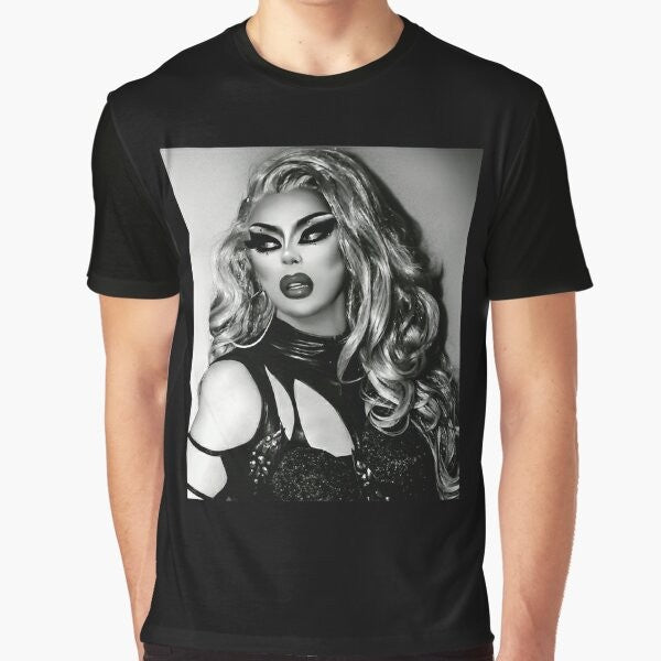 An Icesis Couture graphic t-shirt featuring a bold design with the drag queen Jujubee from RuPaul's Drag Race.