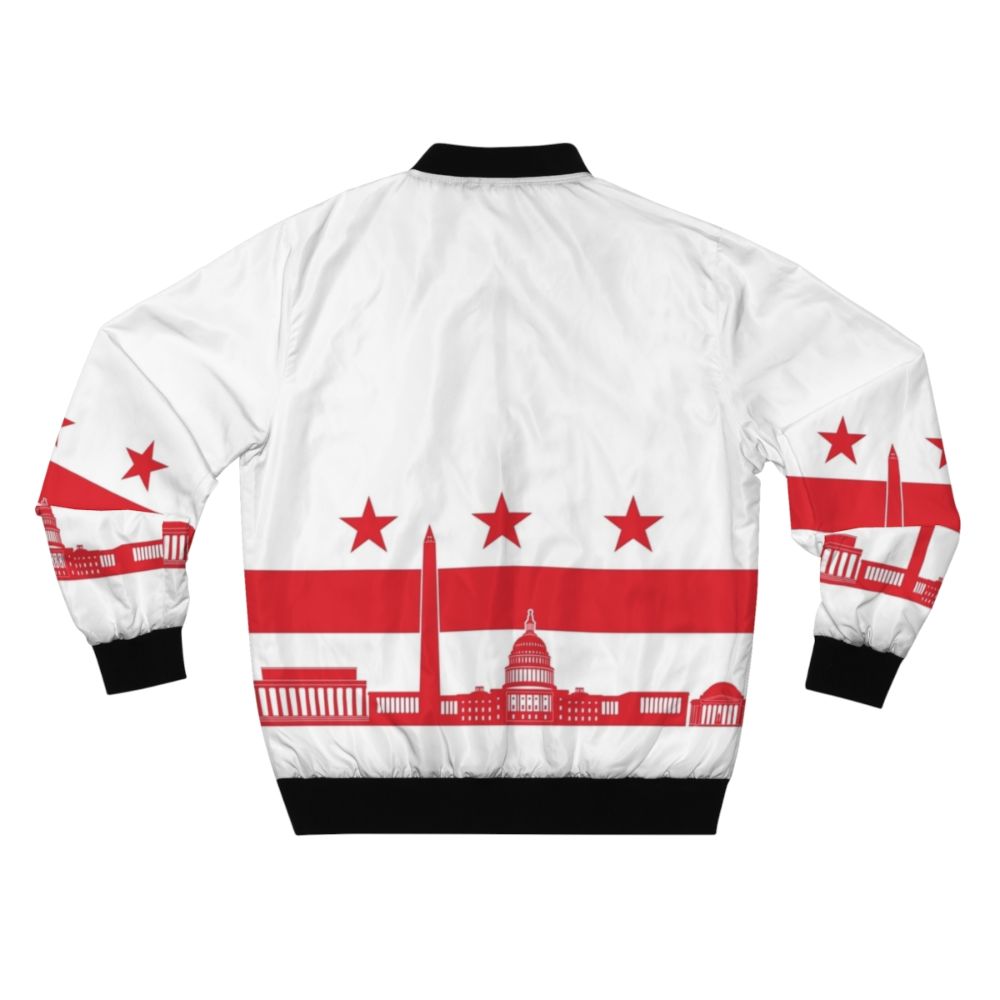 Washington DC capital city skyline flag bomber jacket with silhouette of buildings and landmarks - Back