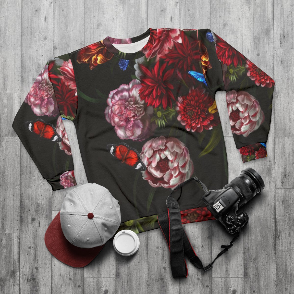 Paradise Corrupt Section B Glitch Floral Sweatshirt - flat lay