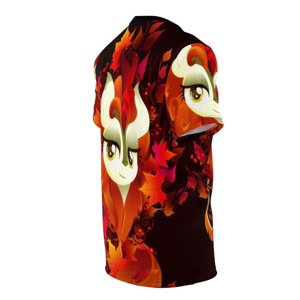 Vibrant digital art illustration of an autumn inspired fantasy creature on a t-shirt - men right