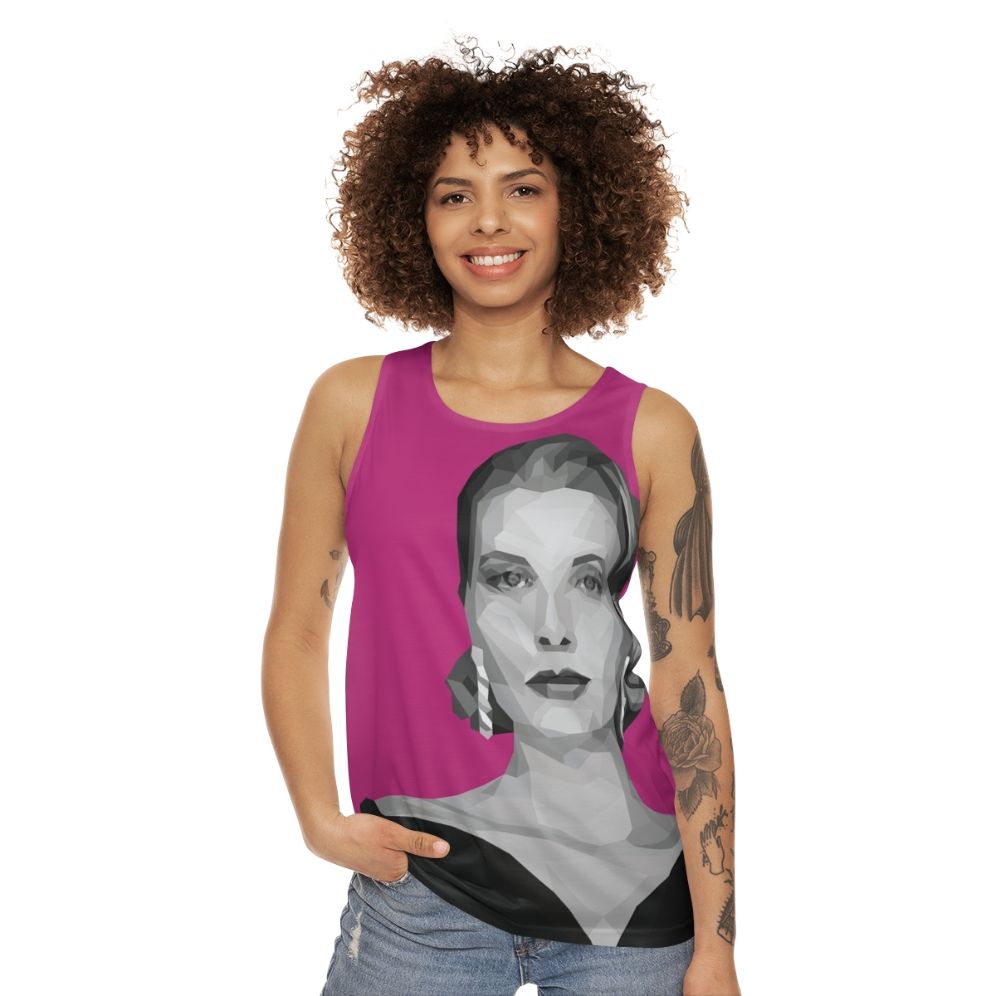 Grace Kelly Geometric Poly Pink Unisex Tank Top - women