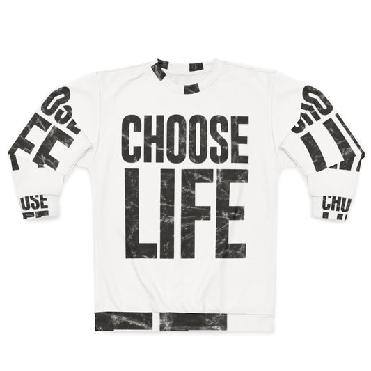 80s "Choose Life" Sweatshirt featuring George Michael's iconic 80s pop music style