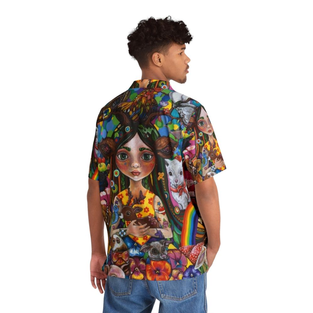 Eco-friendly Hawaiian shirt with nature and goddess design - People Back