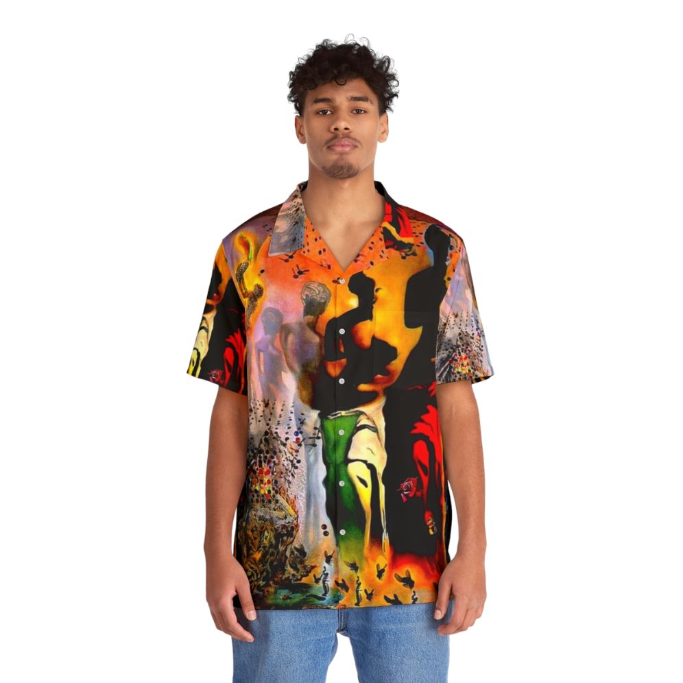 Vintage abstract surreal Hawaiian shirt with Venus de Milo and Salvador Dali inspired graphics - People Front