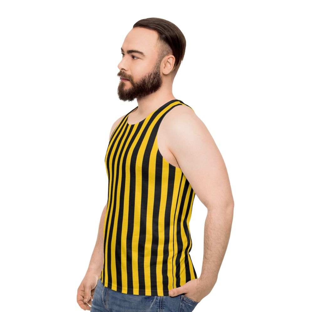 Yellow and Black Striped Pattern Unisex Tank Top - men side