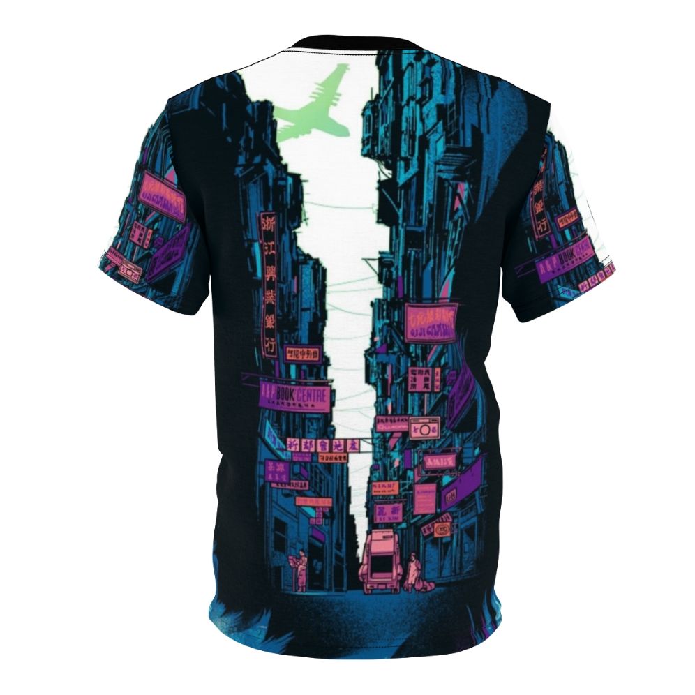 Vibrant cyberpunk-style t-shirt design inspired by the anime series Ghost in the Shell - Back