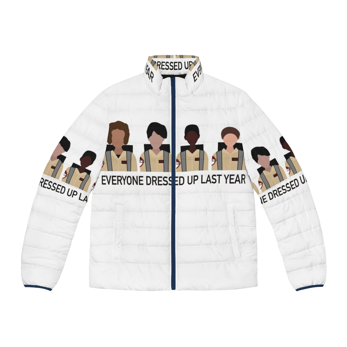 Stranger Things x Ghostbusters Puffer Jacket with focus keyword "stranger things puffer jacket"