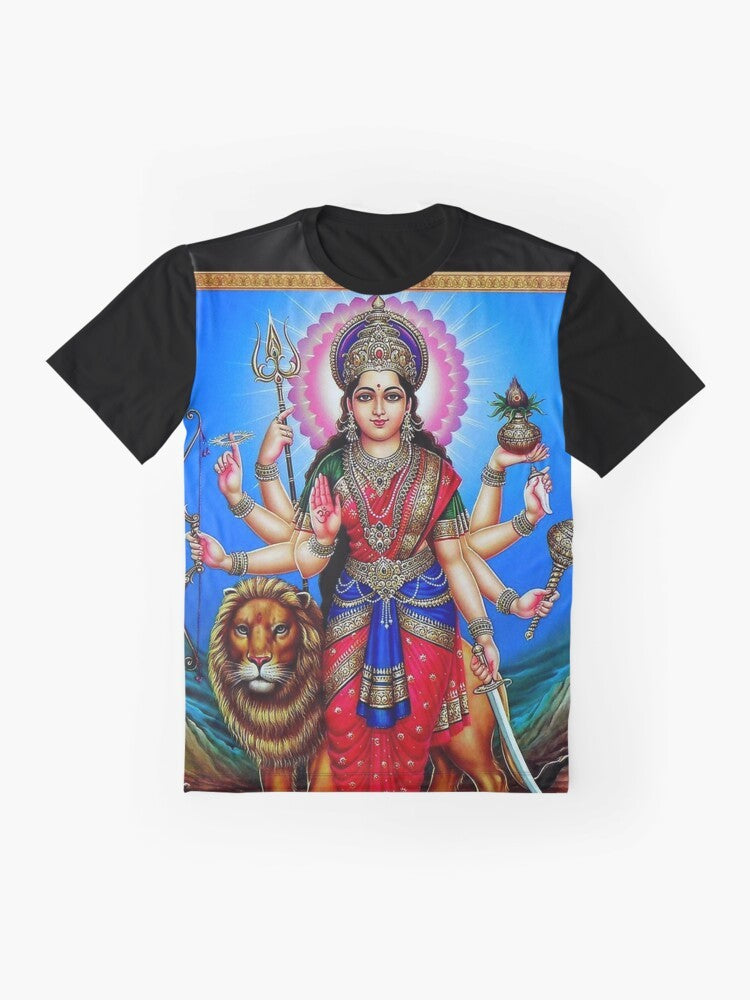 Vintage graphic t-shirt featuring a Hindu god illustration in a retro poster style design. - Flat lay