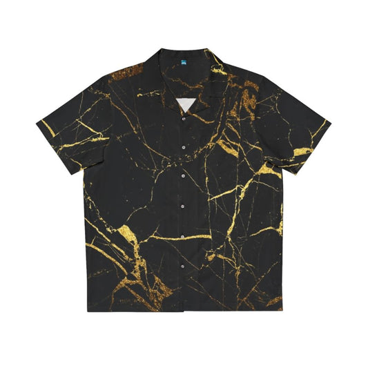 Black Gold Marble Hawaiian Shirt