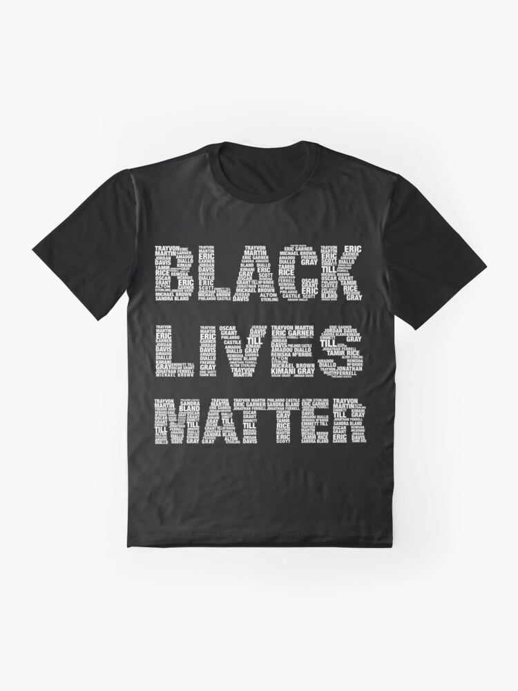 Black Lives Matter graphic t-shirt with a powerful message for social justice and equality. - Flat lay