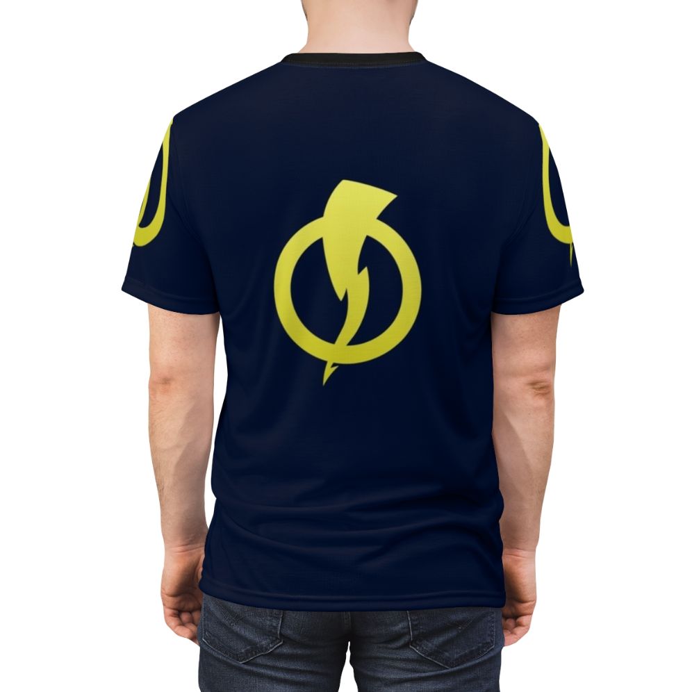 Static Shock inspired superhero t-shirt with comic book design - men back