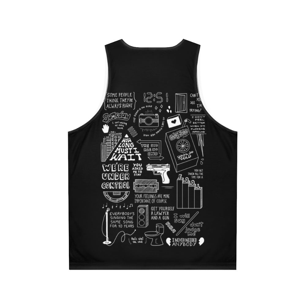 Collage of The Strokes black and white unisex tank top - Back