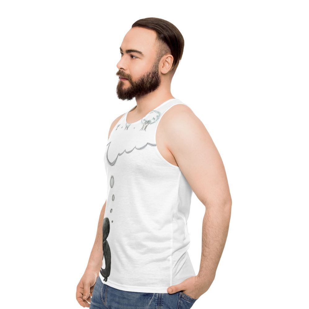 Deemo Thinking About Growing Up Unisex Tank Top - men side