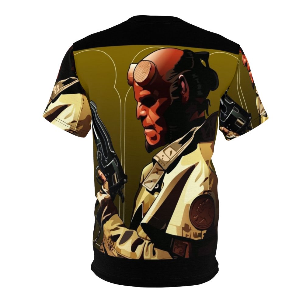 Hellboy-inspired all-over-print t-shirt featuring the iconic demon superhero from the fantasy and horror movie franchise - Back