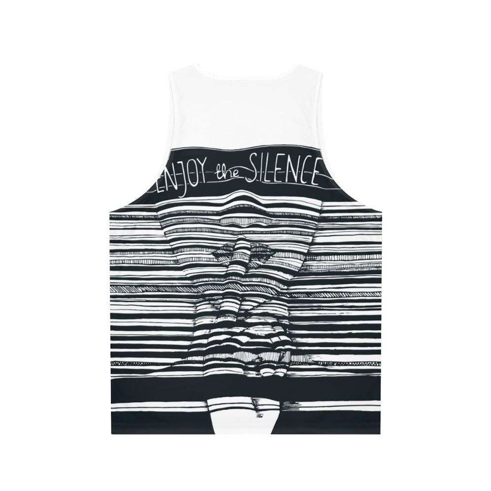 Unisex Graphic Tank Top with Depeche Mode Inspired Silence Design - Back