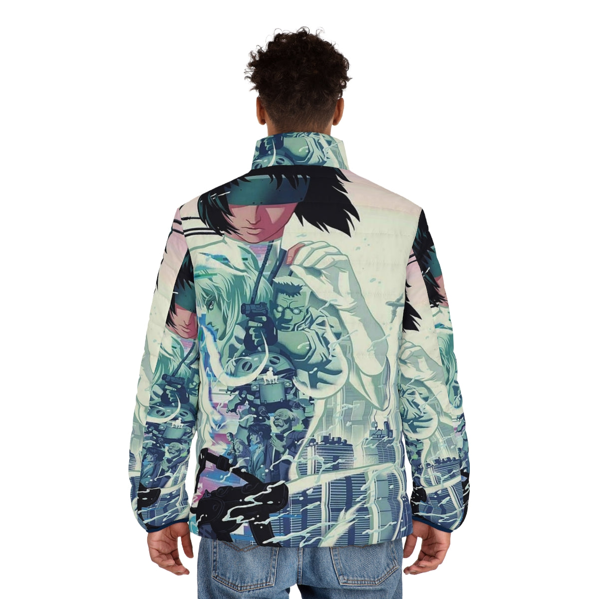 Masamune Shirow's 'Ghost in the Shell' inspired cyberpunk puffer jacket - men back