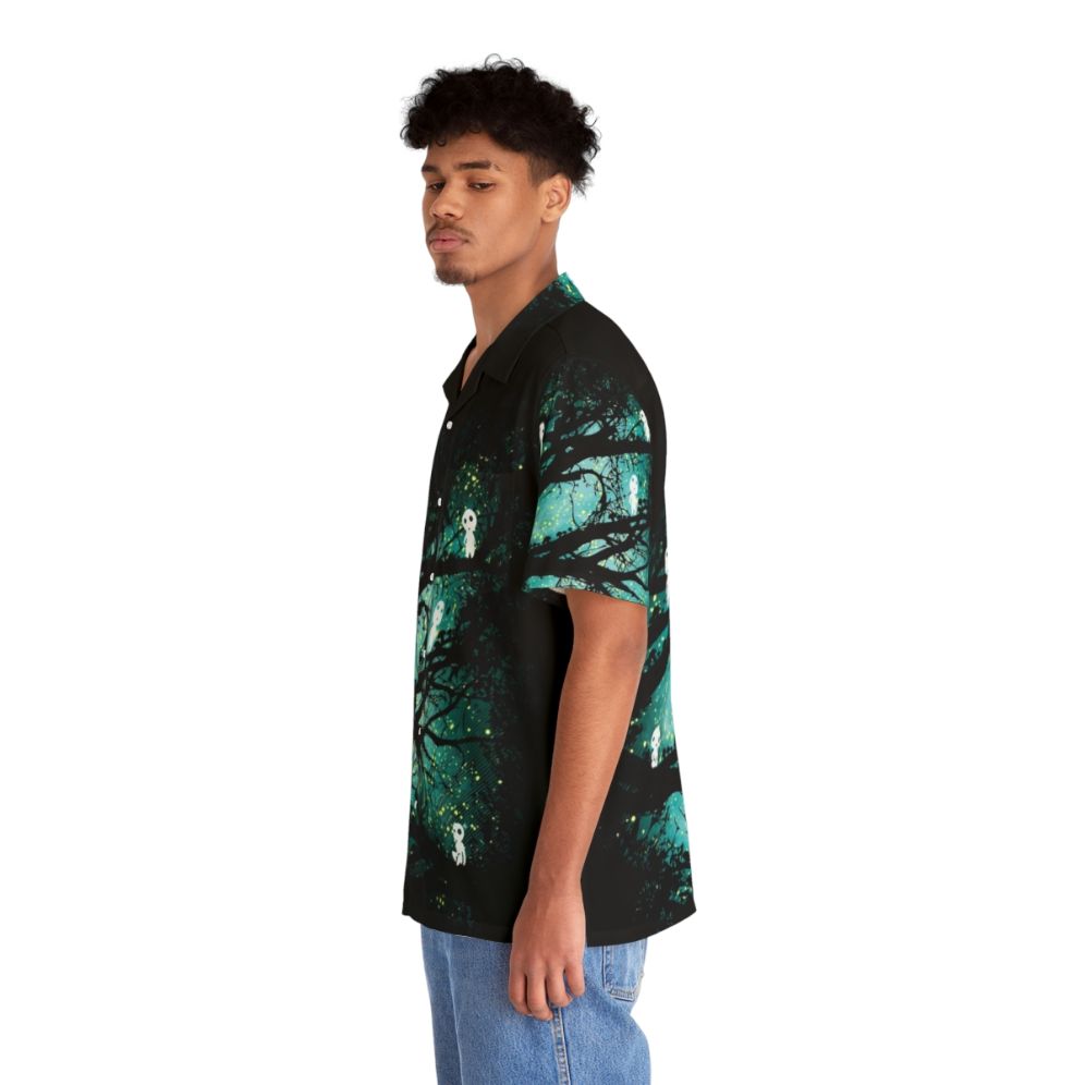 Vibrant Hawaiian shirt featuring whimsical tree spirit designs - People Left