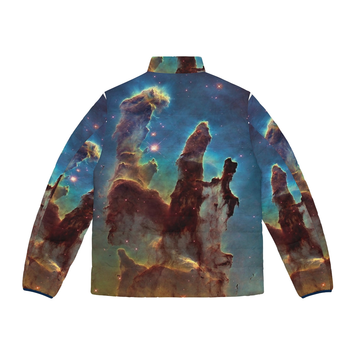 Pillars of Creation puffer jacket with space and astronomy design - Back