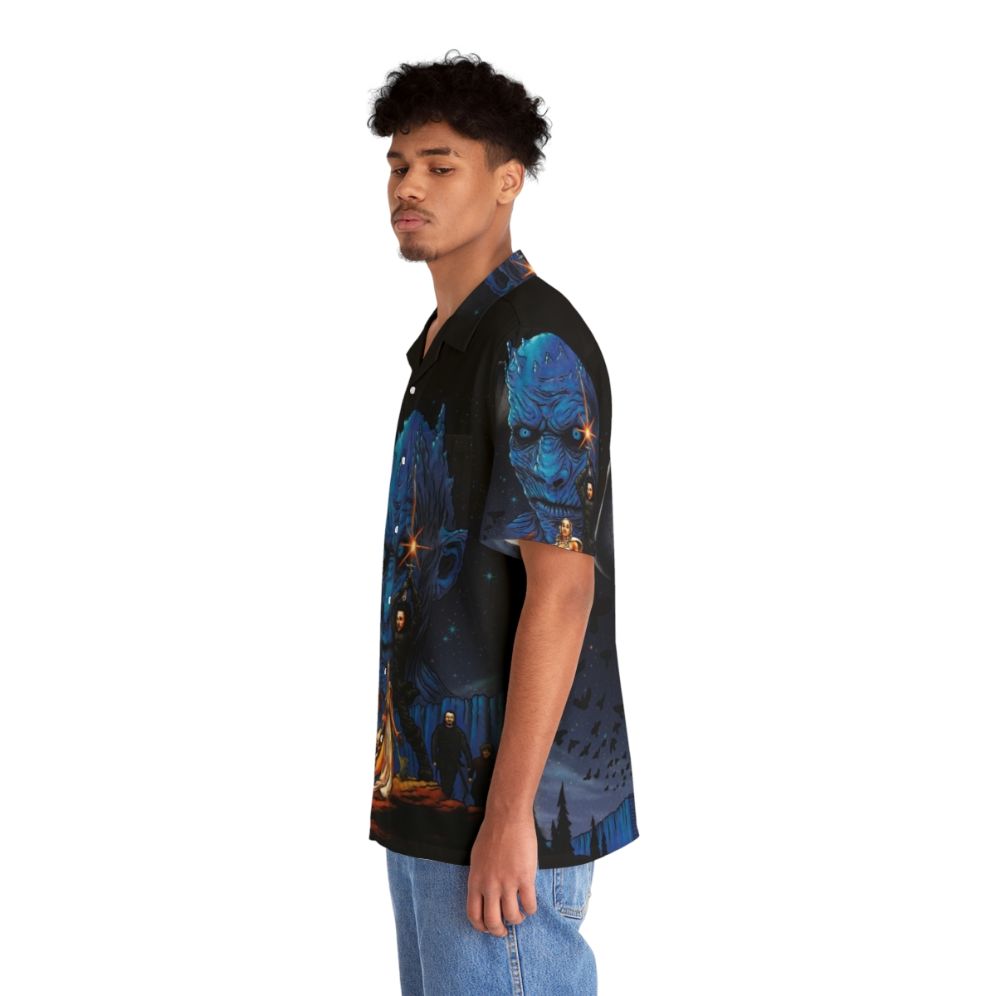 Game of Thrones inspired Hawaiian shirt with fire, ice, and battle motifs - People Left