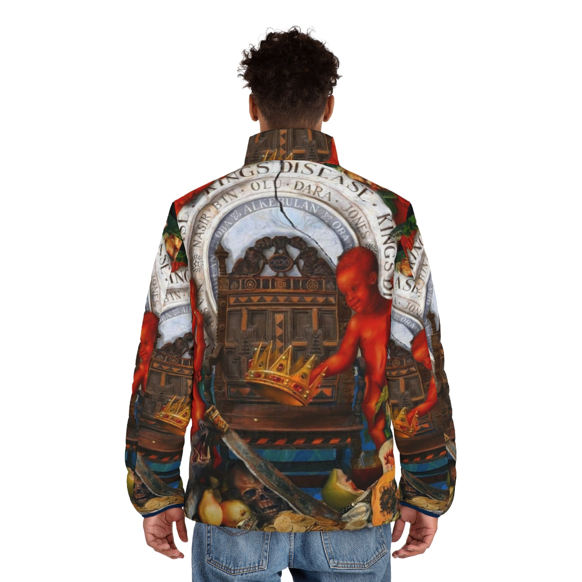 Kings Disease Nas Puffer Jacket featuring the iconic Nas logo and album artwork - men back