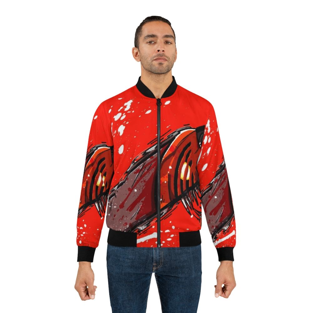 Red Vigilante Bomber Jacket with Anime Inspired Design - Lifestyle