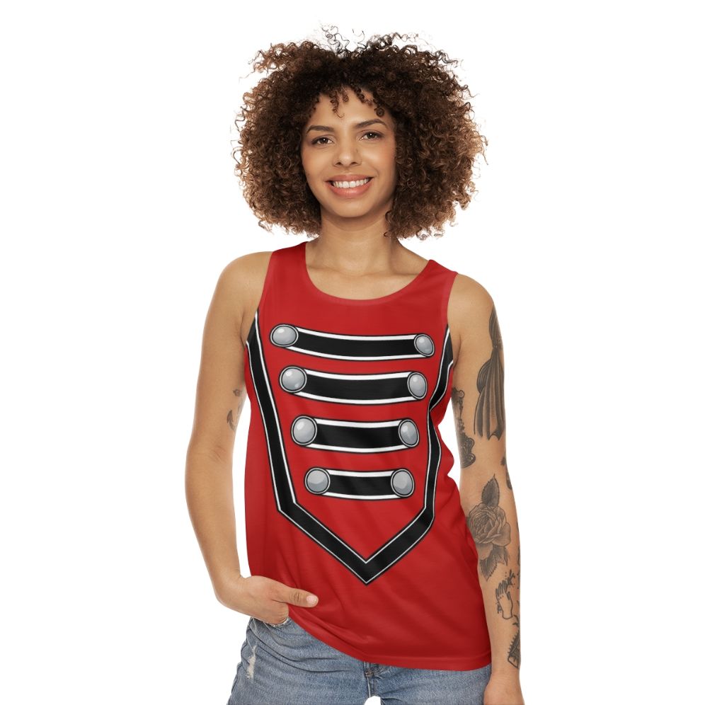 Unisex tank top with a simple marching band pattern design - women