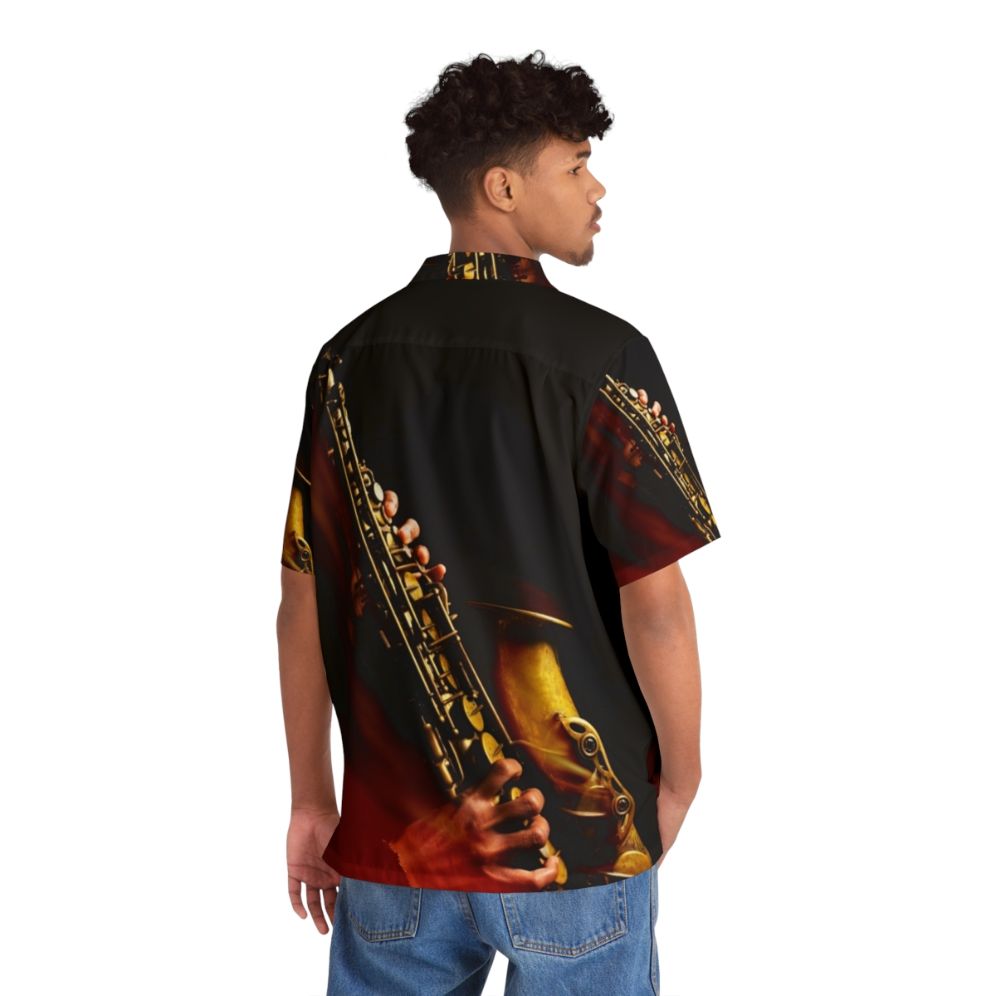 Flaming Red Alto Saxophone Hawaiian Shirt - People Back