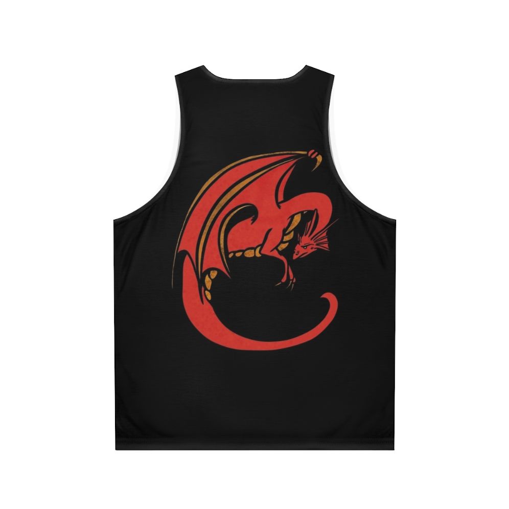 Unisex red dragon tank top - Back